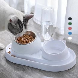 Mangeoires Bols d'eau de nourriture pour animaux de compagnie avec distributeur d'eau automatique détachable bol d'alimentation en verre NoSpill chat chien nourriture bols d'eau accessoires