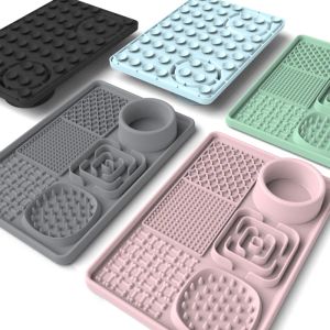 Mattes de léchage de mangeoires à mangeoires à mangeoires pour chien, tapis de nourriture pour animaux de compagnie en silicone, se nourrir de léchage pour chien et chat, casse-tête sain