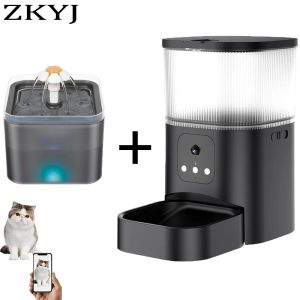 Feeders Slimme voerbak voor huisdieren met camera Automatische voerbak voor katten Ondersteunt spraak en video WIFI Hondenvoervoerbak 3L Intelligente voerbak