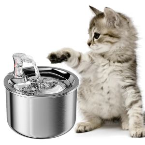 Distributeur automatique de fontaine d'eau pour chat en acier inoxydable, distributeur automatique de chats, filtre à 4 couches, capteur intelligent de distributeur d'abreuvoir pour animaux de compagnie