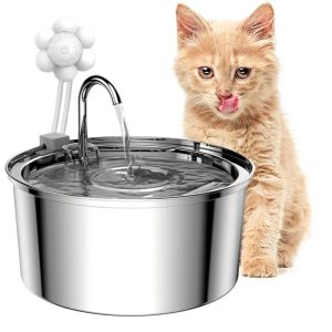 Distributeur d'eau pour chat en acier inoxydable, filtre à circulation automatique, distributeur d'eau pour animaux de compagnie, distributeur d'eau en acier inoxydable pour chat et chien