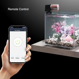 Mangeoires Wifi mangeoire automatique pour poissons avec commande vocale Support APP télécommande dispositif d'alimentation automatique synchronisation alimentation accessoires d'aquarium