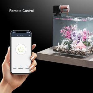 Feeders Wifi Auto Fish Feeder met stembediening Ondersteuning APP Afstandsbediening Automatisch voerapparaat Timing Feed Aquariumaccessoires