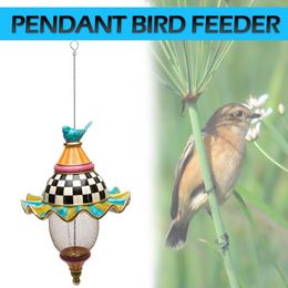 Alimentation 1pc mangeoire pour oiseaux en métal motif créatif nichoir suspendu décor jardin cour fenêtre perroquet alimentation pendentif décoration