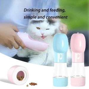 Voeden 2 in 1 Outdoor Draagbare Drinkfles voor Kat Hond Waterfles Voerbak voor Honden Huisdier Kommen en Drinkers Feeder Accessoires