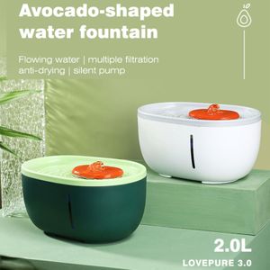 Alimentación Fuente automática para gatos con aguacate de 2l, fuente automática para mascotas con bomba ultrasilenciosa, indicador Led, fuente para beber agua, dispensador de agua para gatos