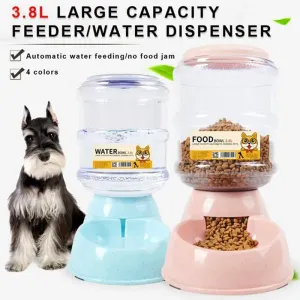 Alimentación de 3.8L alimentador automático de mascotas botella de agua de plástico Tazón de gato alimentar y beber perros dispensador de agua alimentación con tazón suministros para mascotas