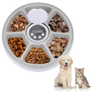 Alimentation 6 repas 6 grilles pour chat chien avec enregistreur vocal mangeoire automatique pour animaux de compagnie mangeoire à synchronisation ronde distributeur électrique de nourriture sèche et humide