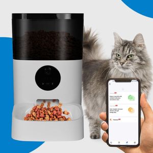 Voeden 6L Automatische Feeder Timing Voor Katten Honden WiFi Controle Afstandsbediening Camera Intelligente Huisdieren Slimme Voedseldispenser Met Voice Recorder