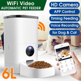 Alimentation 6L pour animaux de compagnie mangeoire automatique chat chien distributeur de nourriture Version vidéo intelligent 5S enregistreur vocal APP contrôle synchronisation alimentation avec caméra HD