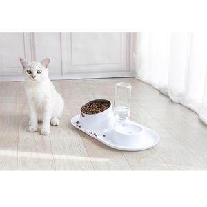 Automatische voerbak voor katten Dubbele voerbak met verhoogde standaard Voer- en waterbak voor huisdieren voor honden Voerbak voor katten