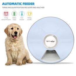 Voer Automatische timingvoeder Pet Feeder 6 maaltijden 6 roosters Cat Dog Elektrisch droog voedsel Dispenser 24 uur Voer Pet Pet Serbensten Voorkom stelen