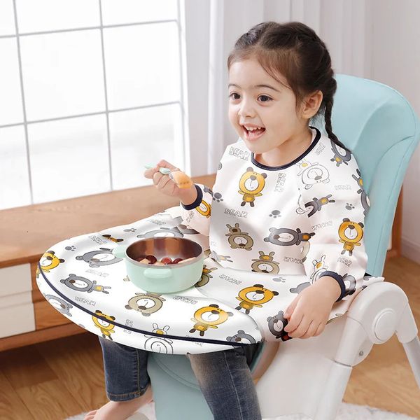 Bavoir d'alimentation pour bébés garçons filles de 6 à 36 mois, tablier imperméable avec housse de Table, bavoir à couverture complète sans dégâts pour nourrissons, 231229