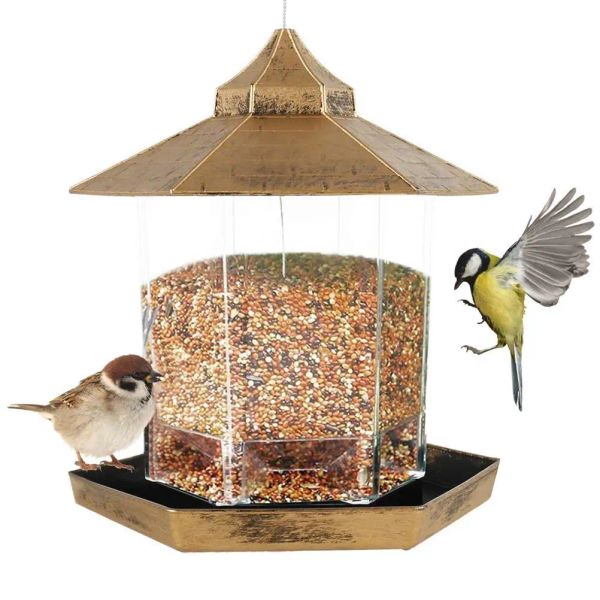Mangeoire à oiseaux en plastique lanterne suspendue mangeoire à oiseaux jardin extérieur mangeoire à graines d'oiseaux sauvages récipient de nourriture pour l'alimentation des oiseaux de jardin
