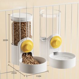 Cage d'alimentation suspendue pour chat, fontaine à boire automatique, grande capacité, chaton, chiot, lapin, bol d'alimentation, abreuvoir, fournitures pour animaux de compagnie