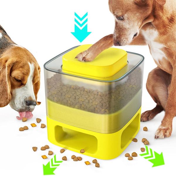 Alimentador lento para perros, dispensador de alimentos extruido de prensado de plástico, catapulta de comida para perros medianos y grandes, juguete alimentador lento automático para perros cuadrados