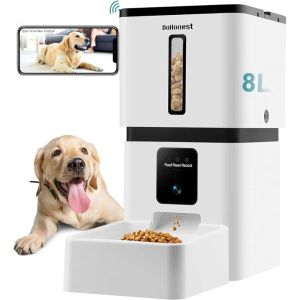 Voer een doHonest Automatic Dog Feeder met camera: 5G WiFi Easy Setup 8l Motion Detection Smart Cat Food Dispenser 1080p HD