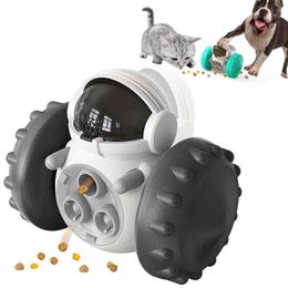 Alimentation drôle pour chien, jouet qui fuit, équilibre automatique, mangeoire pour animal domestique, chariot d'alimentation pivotant pour chat, Robot Intelligent auto-rotatif avec produits comestibles