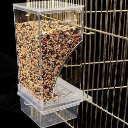 Nourrir des mangeoires à oiseaux suspendues Dispensateur alimentaire automatique pour perroquet acrylique Clear Food Container avec perchoir pour Budgie Aiel Conure