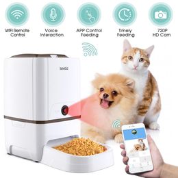 Alimentación Iseebiz Comedero Automático para Mascotas de 6L con Cámara Control por Aplicación WiFi Dispensador de Alimentos Inteligente Alimentación Remota para Gatos Perros Comederos Inteligentes