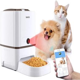 Voeden Iseebiz Automatische Feeder Grote Feeders voor Katten Honden 6L Smart Dog Dispender met Camera Voedselautomaat Dierbenodigdheden