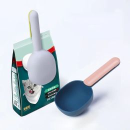Feeding Multifunctional Dog Food Cat Food Shovel Spoon Feeding Spoon Sealed Bag Clip Creative Measuring Cup Curved Design Easy To Clean
