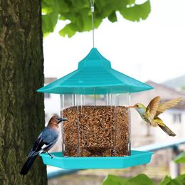 Voeden Nieuwe Waterdichte Gazebo Opknoping Wilde Vogel Feeder Outdoor Container Met Hang Touw Voeden Huis Type Vogel Feeder Decor