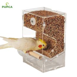 Ne nourrissant aucun désordre mangeoires à oiseaux de gaspillage automatique d'alimentation de perroquet buveur acrylique de graines de graines accessoires de cage pour les petites et moyennes perruches