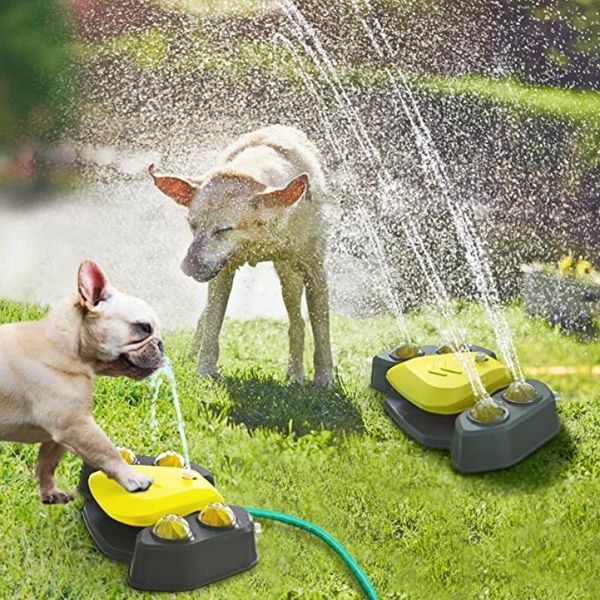 Alimentando al aire libre rociador de perros con agua potable fuente de perro paso de perro en el baño juguete suministro interactivo para mascota para perro pequeño/mediano/grande