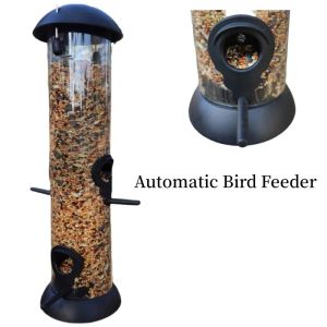 Alimentador de pájaros automático para jardín al aire libre, alimentador colgante de alta capacidad, contenedor de almacenamiento de granos para ardillas, accesorios para mascotas pequeñas