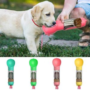 Mangeoire pour animaux de compagnie multifonction 300 ml, bouteille d'eau pour chien et chat, pour voyage, chiot, distributeur léger avec sacs à excréments en plastique