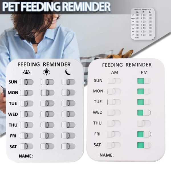 Rappel d'alimentation pour animaux de compagnie, pour la maison, les chiens et les chats, indicateurs AM/PM, adhésif magnétique, organisateur de temps Portable, tableau de suivi de l'alimentation