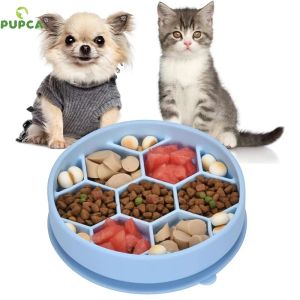 Bol d'alimentation en silicone pour animaux de compagnie, bol à ingestion lente, assiette de nourriture pour chien, mangeoires pour animaux de compagnie, distribution de friandises, Anti-étouffement, chiot, chat, plat d'alimentation, assiette anti-gulping