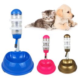 Alimentación Bebedero De Agua para Mascotas Dispensador De Gatos 500Ml Bebedero Universal para Perros Soporte De Comida Plato Alimentador Botella De Agua Elevable Tazón para Cachorros Automático