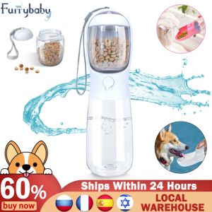 Botella de agua portátil para perros, botella para beber para cachorros, bebedero para mascotas de viaje, recipiente para perros a prueba de fugas, contenedores de comida, accesorios para perros 2 en 1