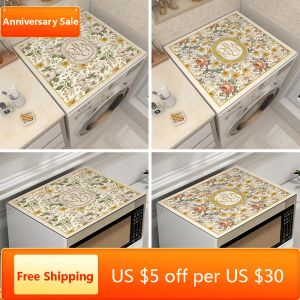 Voeden Retro Gedrukt Wasmachine Cover Koelkast Stofkussen Magnetron Koelkast Protecor Droge Mat Decoratieve Tafelkleed Home Decor