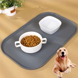 Tapis d'alimentation en Silicone pour chien, napperon imperméable pour chiens de compagnie avec bords surélevés, tapis d'alimentation pliable et antidérapant pour fontaine d'alimentation pour chiens et chats