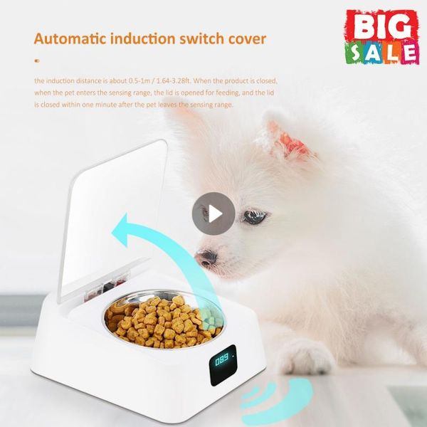 Alimentador automático inteligente para mascotas, tazón de comida de acero inoxidable para perros, dispensador de comida para gatos, suministros para mascotas, cubierta de interruptor con Sensor infrarrojo 5G