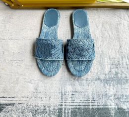 Feel Sandals Chaussons plats de luxe à double bride avec boucle décorative Baguette denim