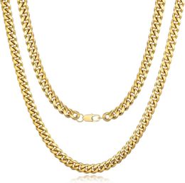 Feel Style Mens Cuban Link Chain Miami Cubain Collier Coupain 18K Gold Silver Diamond Cut en acier inoxydable Chaîne pour hommes13 mm 10 mm Iced Hip Hop Bijoux