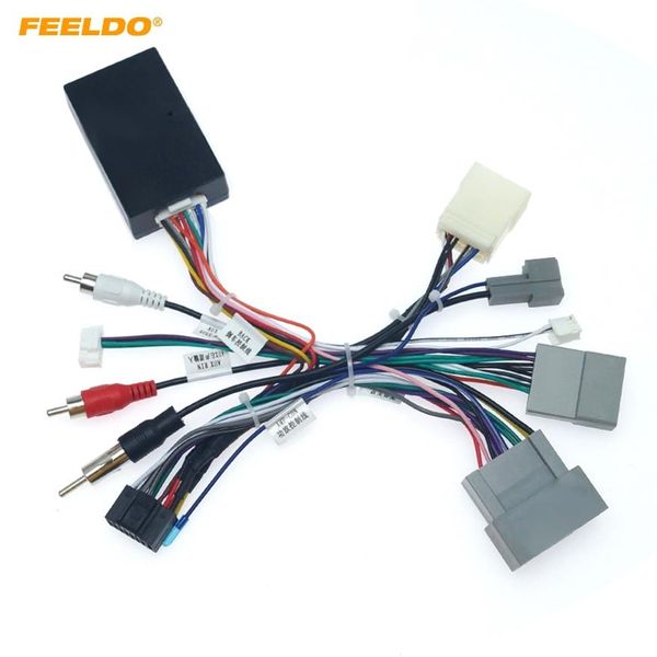 FEELDO Car Audio Radio CD Player 16PIN Android Power Calbe Adapter con Canbus Box para Honda Civic CRV Media Arnés de cableado # 1946255h