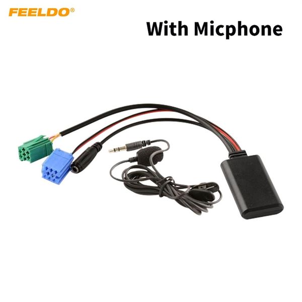 FEELDO coche Aux-in módulo adaptador inalámbrico Bluetooth receptor de Audio con micrófono para Renault enchufes dobles Host AUX Cable #3337288T