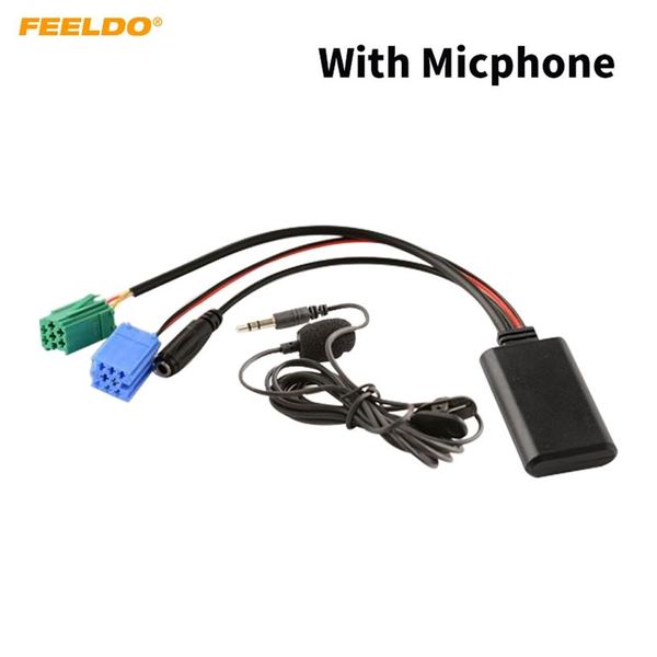 FEELDO Car Aux-in Wireless Bluetooth Adapter Module Receptor de audio con micrófono para Renault Double Plugs Host AUX Cable # 3337269b