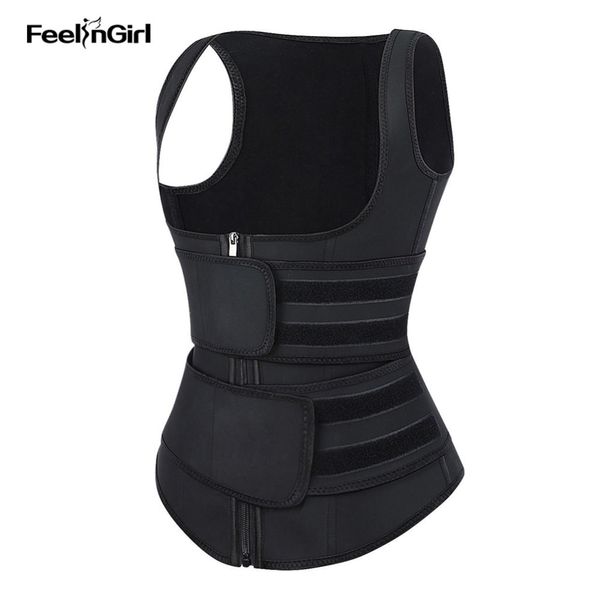 FeelinGirl Sauna Vest Body Shapper 9 Os en acier Minceur Taille Formateur Shaper Ceinture de sueur réglable Corset Entraînement Shapewear Y200710