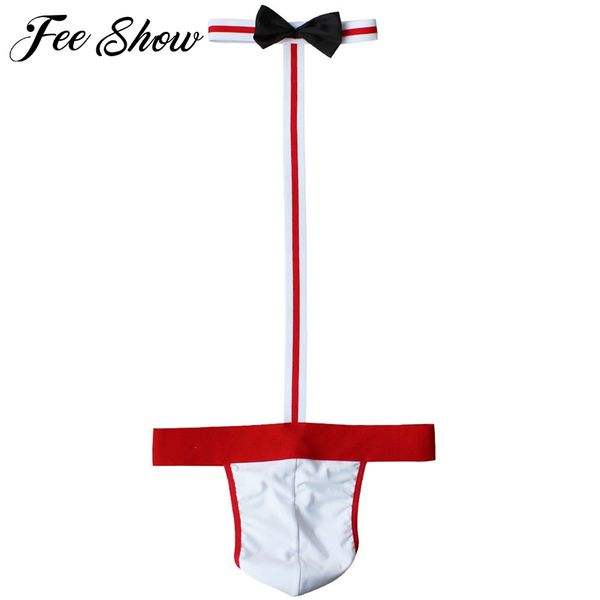 Feeshow Gay Men Sexy Borat Mankini Slip Costume Maillot De Bain Maillots De Bain String Sous-Vêtements Patchwork G-Strings Strings Mankini Costume S1015