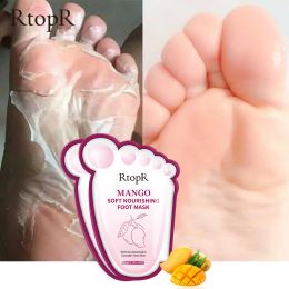 Pieds 2 -bag Mango Foot Mask Peel Dead Whitening Whitening Hydrating Exfoliant Renyal Pedicure Retirez les chaussettes de talon de peau morte épluchante