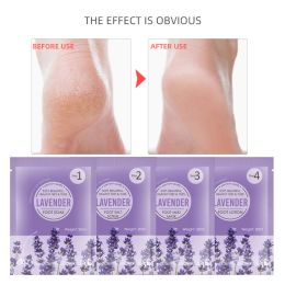 Pieds 4 en 1 Kit de soins de la peau à la lavande pour les pieds masque de boue exfoliant bricolage tremper les fissures crème pour les pieds adoucir blanchir gommage gelée pédicure Spa ensemble