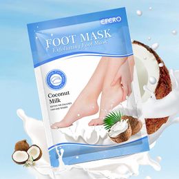 Pies Efero 30 Pair Coconut Exfoliating Foot Masks Calcetines para pedicura Peeling Feet Mask Piel Dead Másca