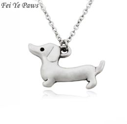 Fei ye paws roestvrij staal lange ketting gelukkige teckel worst sausage hond choker ketting hang kraag dierlijk sieraden voor vrouwen meisje ch4327341