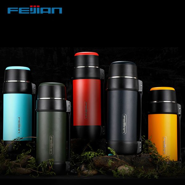 Feijian Army Vert Double-Mur d'eau isolée Thermos Thermos 1.8L Tasse de voyage Tasse Café Camping Flouses Sport Thermo Jugs 201126